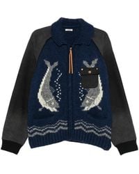 KHOKI - Intarsia-Knit Panelled Cardigan - Lyst