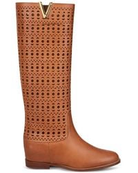 Via Roma 15 - Cutout-Details Knee-High Leather Boots - Lyst