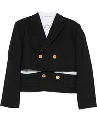 Sacai - Double-Breasted Cropped Jacket - Lyst