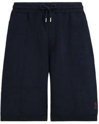 Brunello Cucinelli - Cotton And Silk French-Terry Double-Knit Bermuda Shorts With Logo - Lyst
