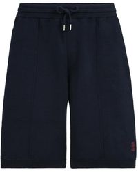 Brunello Cucinelli - Cotton And Silk French-Terry Double-Knit Bermuda Shorts With Logo - Lyst