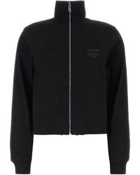 Prada - Logo-Plaque Zip-Up Jacket - Lyst