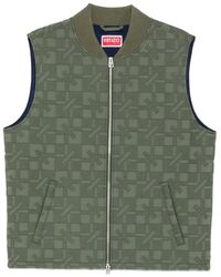 KENZO - Geometric-Quilted Zip-Up Gilet - Lyst