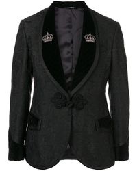 Dolce & Gabbana Floral Jacquard One Button Suit - Black