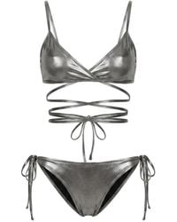 The Attico - Metallic-Effect Wrap Bikini - Lyst