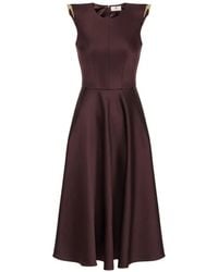 Elisabetta Franchi - Duchess Satin Dress With Jewel Details On The Shoulders - Lyst