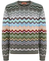 Missoni - Crew-Neck Cotton Chevron Sweater With Greek Motif - Lyst