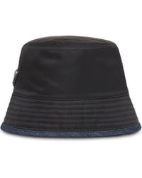 Prada - Re-nylon And Denim Bucket Hat - Lyst