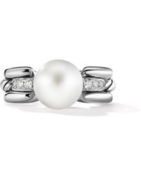 David Yurman - Sterling Silver Dy Madison Pearl And Diamond Ring - Lyst