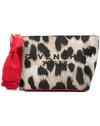 Givenchy - Leopard-Print Logo-Print Clutch Bag - Lyst
