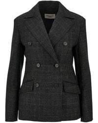 Weekend by Maxmara - Prince Of Wales Checked Double-Breasted Wool Blazer - Lyst