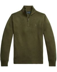Polo Ralph Lauren - Quarter-Zip Embroidered-Logo Sweater - Lyst