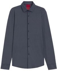 HUGO - Kenno Geometric-Print Long-Sleeve Shirt - Lyst