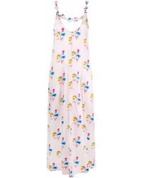 Ganni - Floral-Print Slip Midi Dress - Lyst