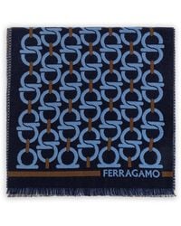 Ferragamo - Écharpe À Motif Gancini En Jacquard À Franges - Lyst