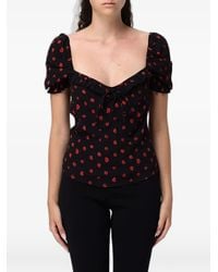 Mar De Margaritas - Floral-Print Ruffled Blouse - Lyst