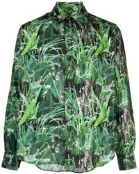Martine Rose - Hemd aus Seide mit Gras-Print - Lyst