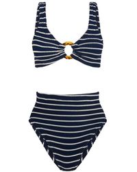 Hunza G - Gestreifter Nadine Seersucker-Bikini - Lyst
