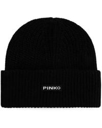 Pinko - Gerippte Beanie Mit Logo-Patch - Lyst