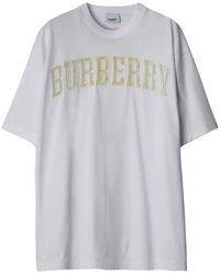 Burberry - Lace Logo-detail Cotton T-shirt - Lyst