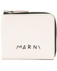 Marni - Logo-Embroidered Leather Wallet - Lyst