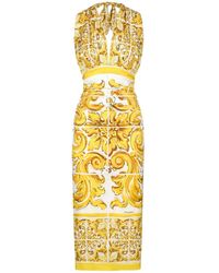 Dolce & Gabbana - Seiden-Midikleid mit Majolica-Print - Lyst