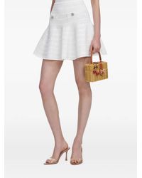 Self-Portrait - Gebreide Mini-Rok Met Juwelen Knoop - Lyst