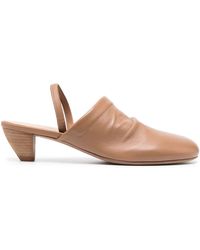 Marsèll - Slingback Round-toe Leather Mules - Lyst