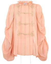 LES FILLES D'EVA - Frogging-Detail Ruffled-Collar Blouse - Lyst