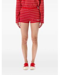 Sporty & Rich - Striped Logo-Print Shorts - Lyst