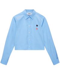 MSGM - Camisa corta con rosa bordada - Lyst