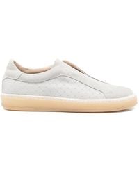 Eleventy - Perforated Leather Slip-On Sneakers - Lyst