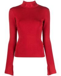 Patrizia Pepe - Logo-embroidered Ribbed Jumper - Lyst