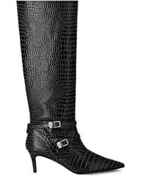 Philipp Plein - Bottes Hauteur Genoux À Boucle Et Effet Peau De Crocodile - Lyst