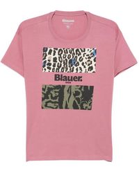 Blauer - Logo-Print Leopard-Pattern T-Shirt - Lyst
