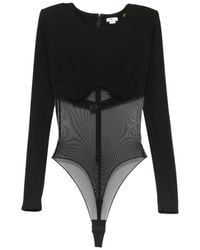 Elisabetta Franchi - Mesh-Panelled Gathered-Detail Bodysuit - Lyst