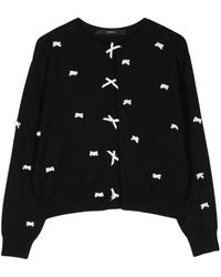Pushbutton - Bow-appliqué Knitted Cardigan - Lyst
