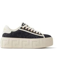 Versace - Greca Jacquard Canvas Platform Trainers - Lyst
