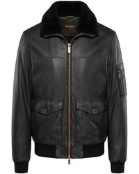 Moorer - Shearling-Collar Leather Bomber Jacket - Lyst