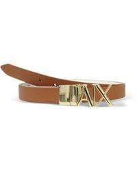 ARMANI EXCHANGE - Logo-Plaque Leather Belt - Lyst