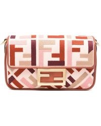 Fendi - Borsa A Spalla Baguette Con Logo Ff - Lyst