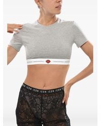 DSquared² - Logo-Tape Cropped T-Shirt - Lyst