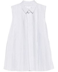 Sacai - Top Met Geplooide Achterkant En Gestreepte Print - Lyst