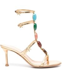 Gianvito Rossi - 70mm Shanti Leather Sandals - Lyst