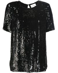 P.A.R.O.S.H. - Sequinned Short-sleeve Top - Lyst