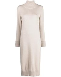 Eleventy - Funnel-Neck Knitted Midi Dress - Lyst