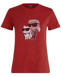 Karl Lagerfeld - Camiseta Choupette con aplique de strass - Lyst