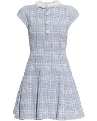 Self-Portrait - Appliqué-Neckline Bouclé-Knit Mini Dress - Lyst
