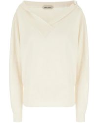 Alberta Ferretti - Jersey con detalle de perlas y cuello en V - Lyst