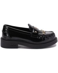 Fendi - Logo-Plaque Leather Loafers - Lyst